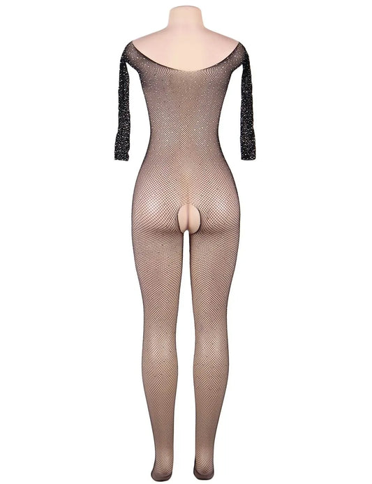 YesX- Fishnet Sparkly Bodystocking Up To 5XL