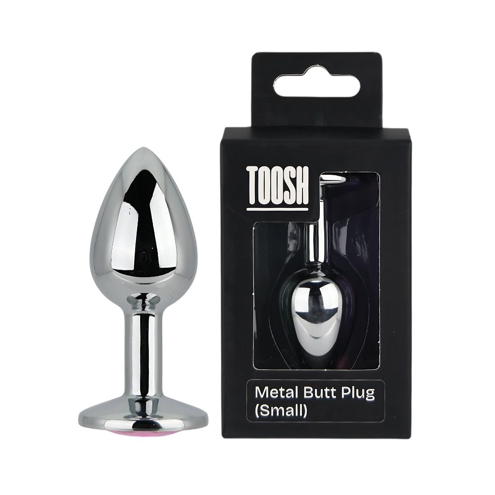 Toosh Silver Metal Butt Plug Small Pink Stone
