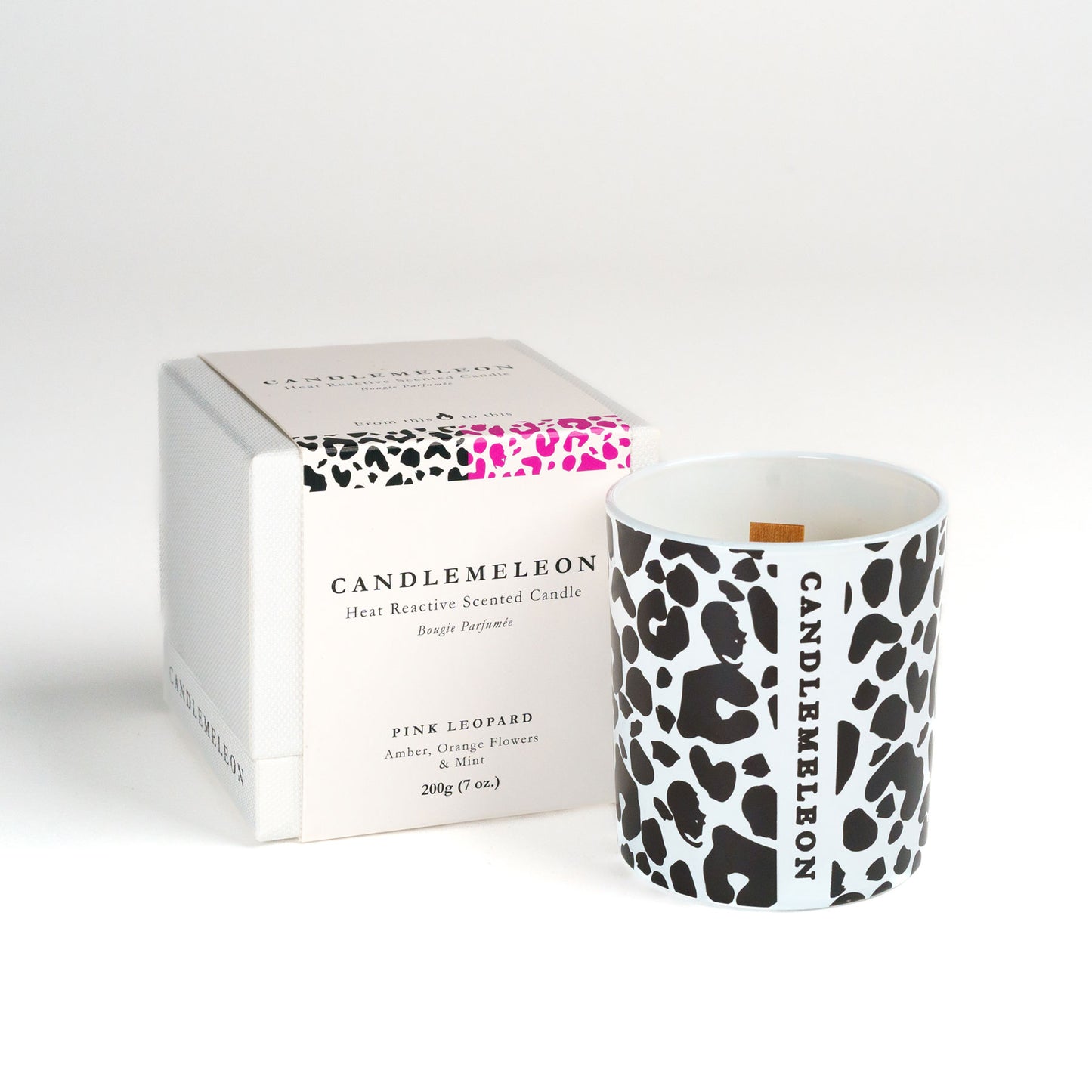 Candlemeleon-Pink Leopard-Amber, Orange Flowers & Mint