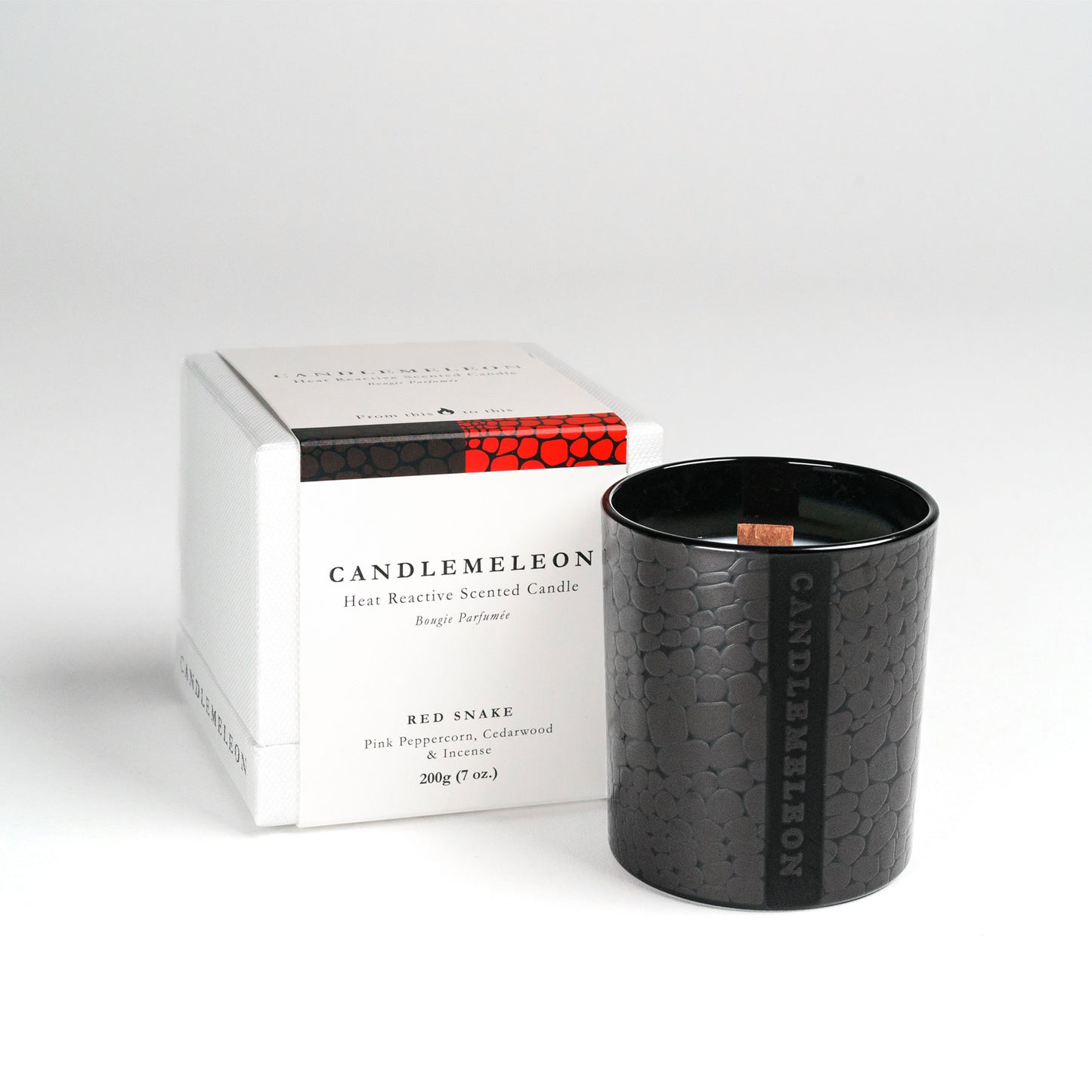 Candlemeleon-Red Snake-Pink Peppercorn, Cedarwood & Incense