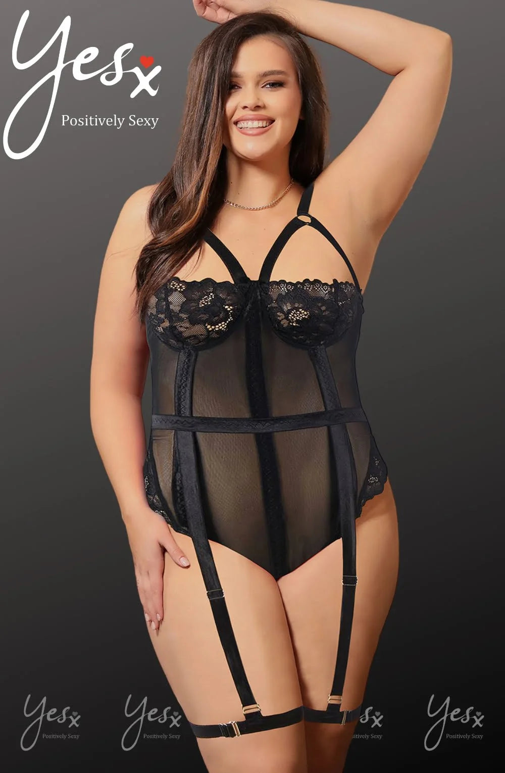 YesX Body Suit- Black-Plus