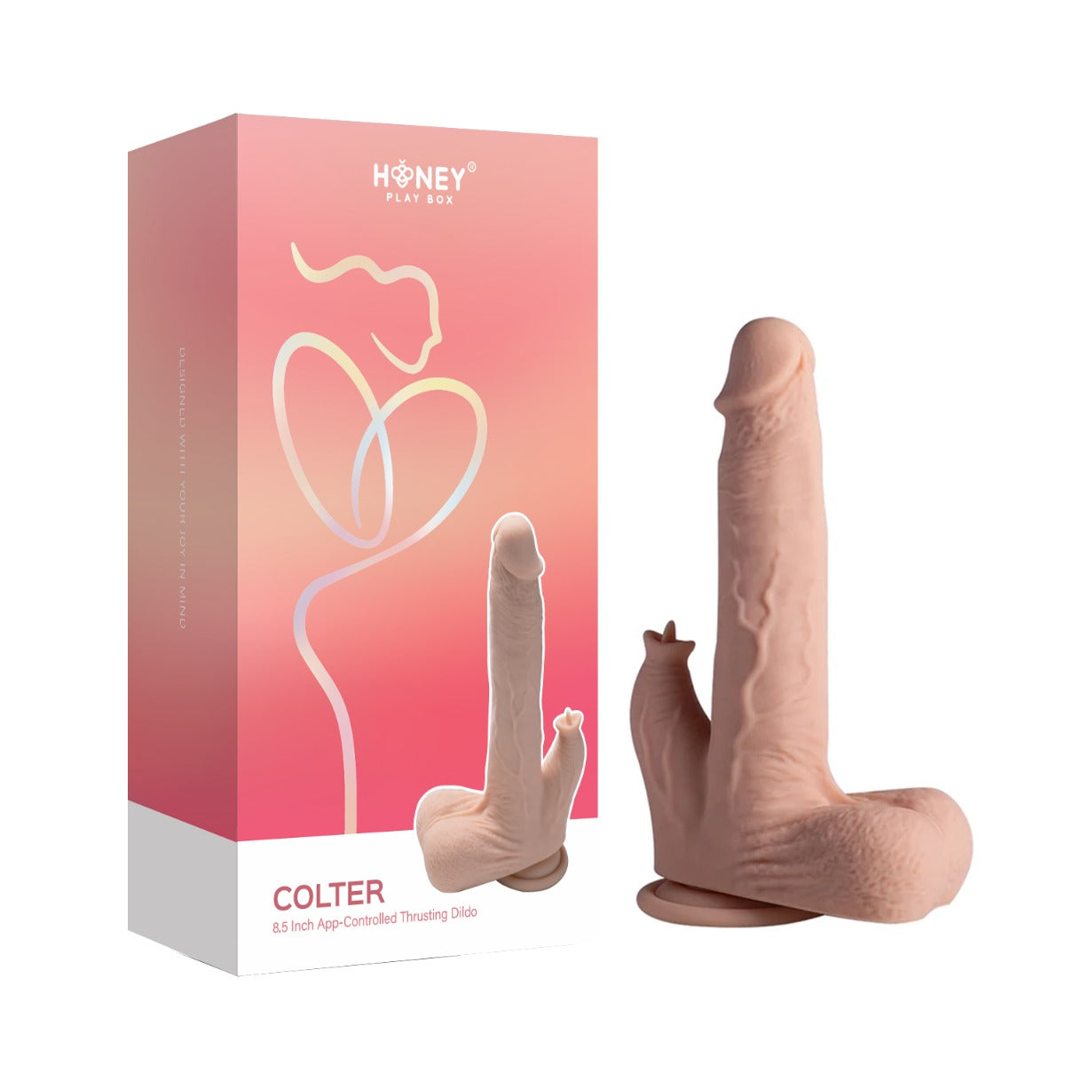 Honey Play Box â€“ Colter â€“ Realistic Thrusting Dildo with Vibrating Licker  8.5" (App Controlled)