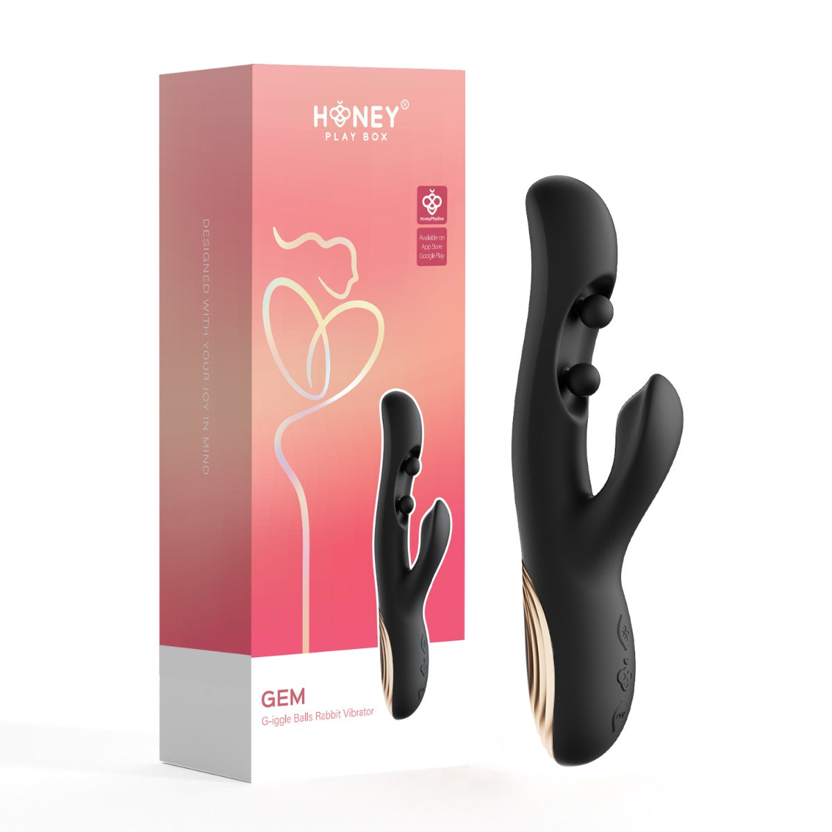 Honey Play Box â€“ Gem â€“ Twin Balls Rabbit Vibrator (App Controlled  Pressure Sensing)