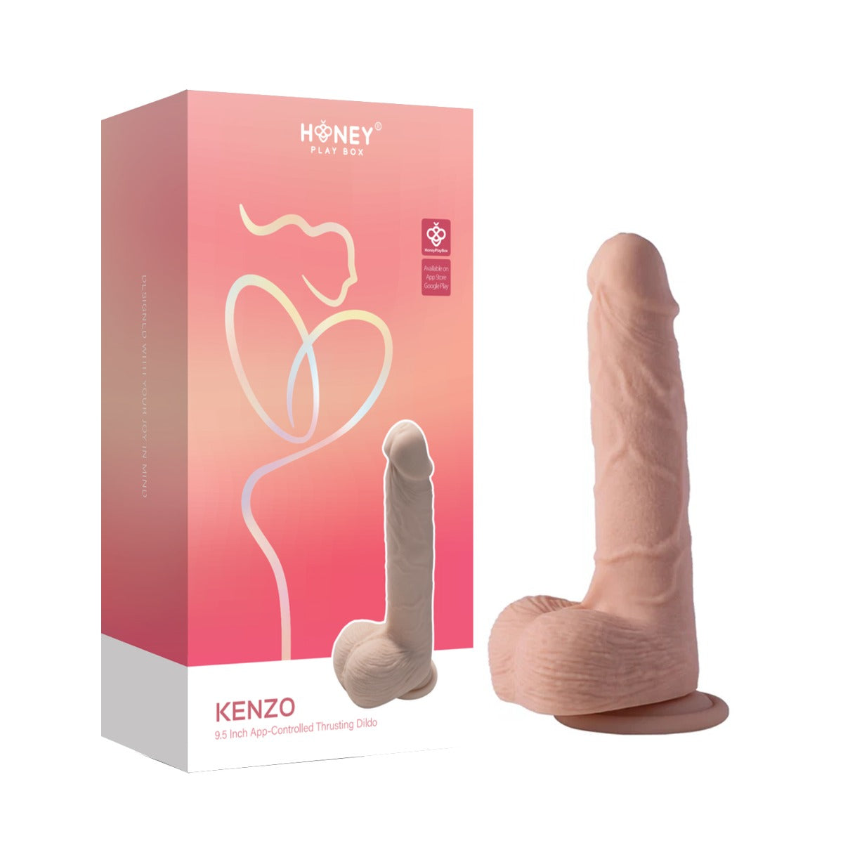 Honey Play Box â€“ Kenzo â€“ Big Realistic Thrusting Dildo  9.5" (App Controlled)