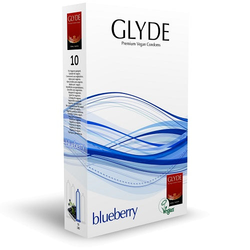 Glyde Ultra Blueberry Flavour Vegan Condoms 10 Pack