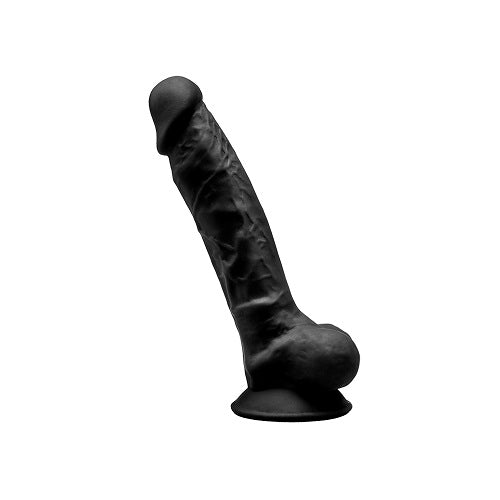 SilexD 7 inch Realistic Silicone Dual Density Dildo with Suction Cup and balls Black