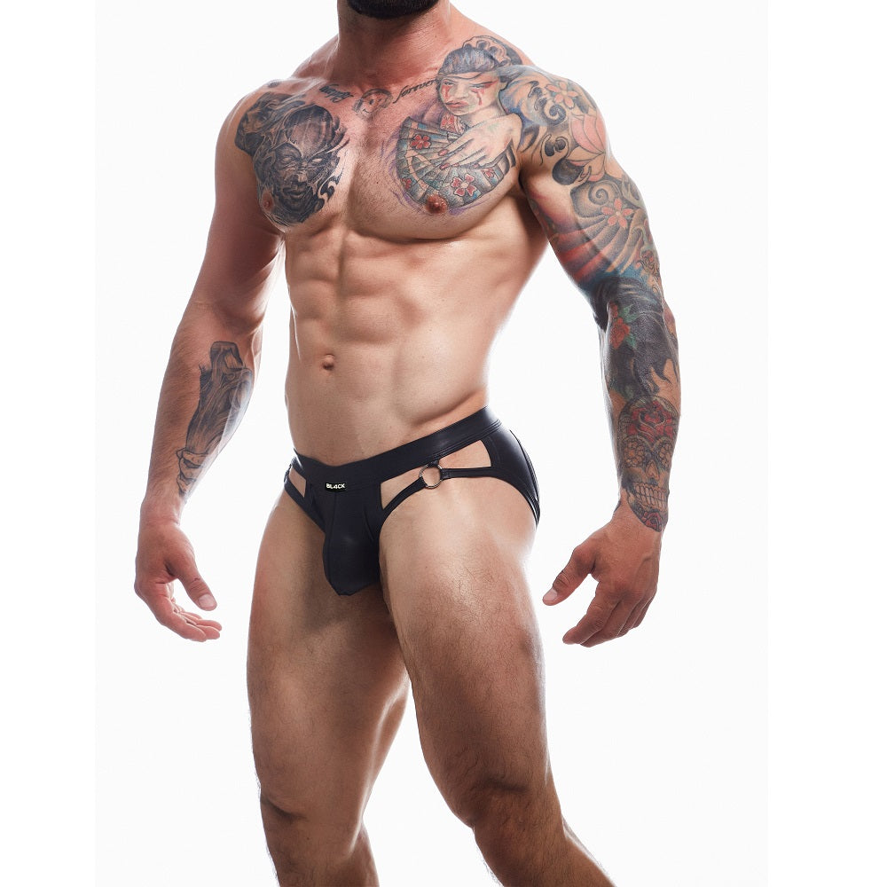 C4M Dungeon Black Leatherette Jockstrap Large