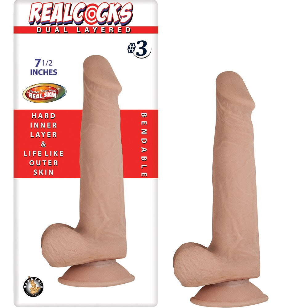 RealCocks Dual Layer Bendable Dildo 7.5 Inch Vanilla