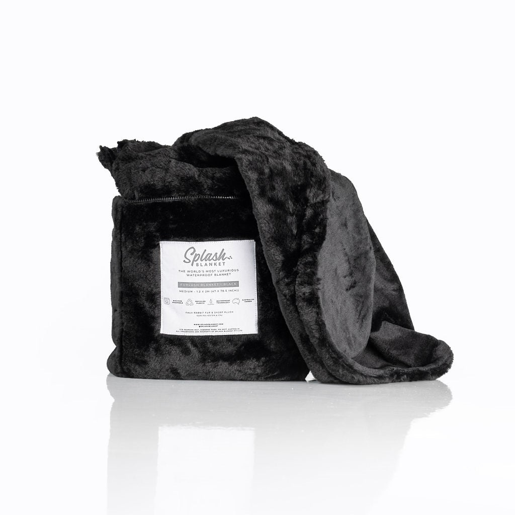 Splash Blanket - Furlush (NON bonded) - Black on Black - Large